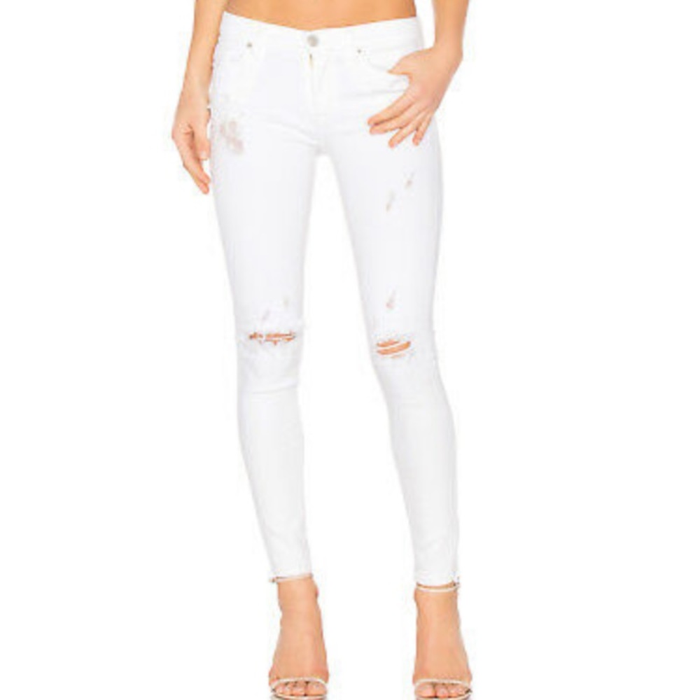 Hudson White Midrise Nico Super Skinny Jeans
